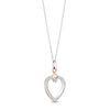 Thumbnail Image 1 of Hallmark Diamonds Love 0.20 CT. T.W. Diamond Heart with Ribbon Pendant in Sterling Silver and 10K Rose Gold