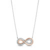 Thumbnail Image 0 of Hallmark Diamonds Gratitude 0.10 CT. T.W. Diamond Infinity Necklace in Sterling Silver and 10K Rose Gold