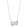 Hallmark Diamonds Gratitude 0.10 CT. T.W. Diamond Infinity Necklace in Sterling Silver and 10K Rose Gold