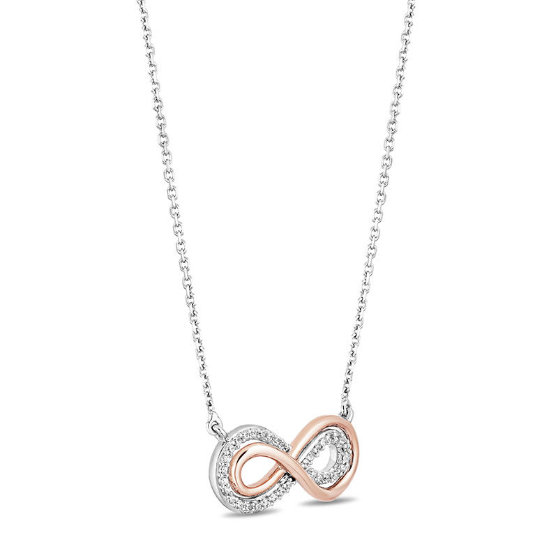 Hallmark Diamonds Gratitude 0.10 CT. T.W. Diamond Infinity Necklace in Sterling Silver and 10K Rose Gold