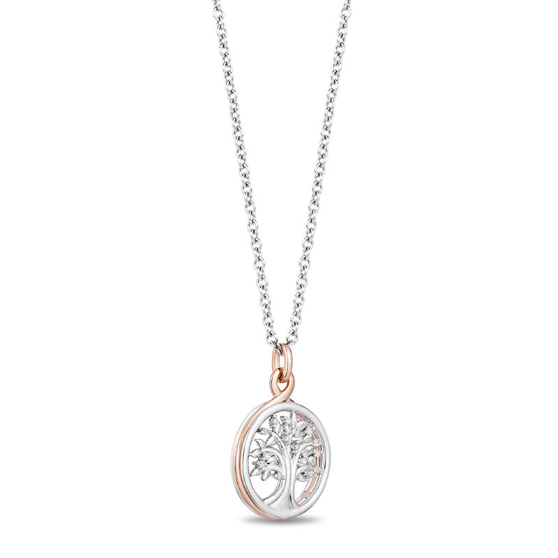 Hallmark Diamonds Family 0.04 CT. T.W. Diamond Tree of Life Pendant in Sterling Silver and 10K Rose Gold