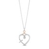 Thumbnail Image 0 of Hallmark Diamonds Faith 0.04 CT. T.W. Diamond Heart with Cross Pendant in Sterling Silver and 10K Rose Gold