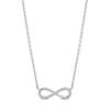 Thumbnail Image 1 of Hallmark Diamonds Gratitude 0.10 CT. T.W. Diamond Sideways Infinity Necklace in Sterling Silver