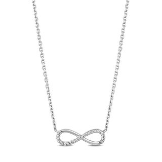 Hallmark Diamonds Gratitude 0.10 CT. T.W. Diamond Sideways Infinity Necklace in Sterling Silver