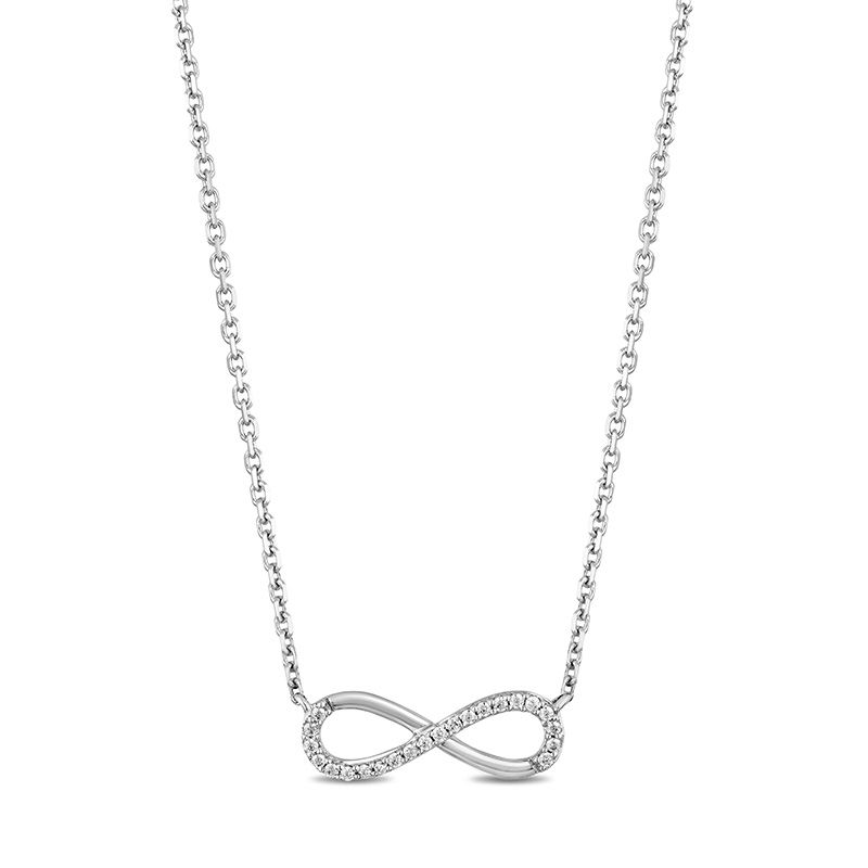 Hallmark Diamonds Gratitude 0.10 CT. T.W. Diamond Sideways Infinity Necklace in Sterling Silver