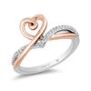 Thumbnail Image 0 of Hallmark Diamonds Love 0.10 CT. T.W. Diamond Heart Ring in Sterling Silver and 10K Rose Gold