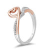 Thumbnail Image 1 of Hallmark Diamonds Love 0.10 CT. T.W. Diamond Heart Ring in Sterling Silver and 10K Rose Gold