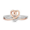 Thumbnail Image 3 of Hallmark Diamonds Love 0.10 CT. T.W. Diamond Heart Ring in Sterling Silver and 10K Rose Gold