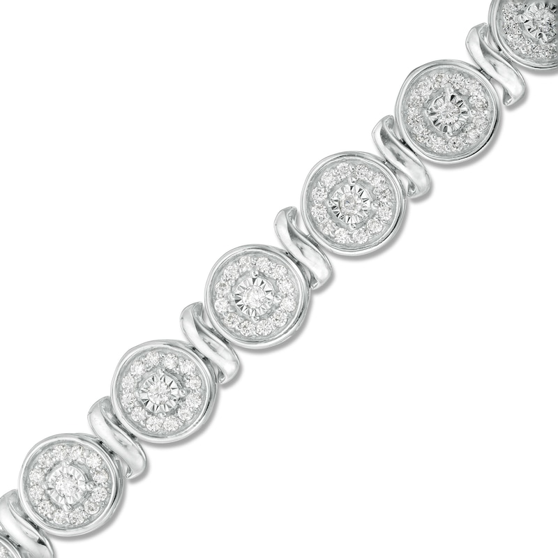 1.95 CT. T.W. Composite Diamond Frame "S" Tennis Bracelet in Sterling Silver - 7.25"