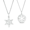 Thumbnail Image 0 of Diamond Accent Snowflake and Cut-Out Snowflake Disc Pendant Set in Sterling Silver