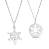 Thumbnail Image 1 of Diamond Accent Snowflake and Cut-Out Snowflake Disc Pendant Set in Sterling Silver