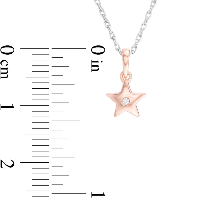 Main Image 2 of Diamond Accent Star and Star Outline Pendant Set in Sterling Silver and 10K Rose Gold