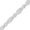 Thumbnail Image 1 of 0.145 CT. T.W. Diamond Frame Alternating Marquise Bracelet in Sterling Silver - 7.25&quot;