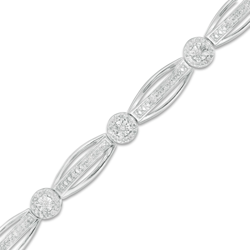 0.145 CT. T.W. Diamond Frame Alternating Marquise Bracelet in Sterling Silver - 7.25"|Peoples Jewellers