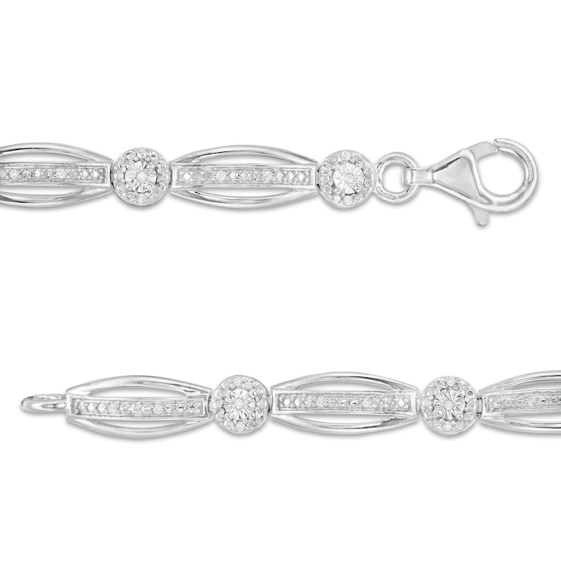 Main Image 3 of 0.145 CT. T.W. Diamond Frame Alternating Marquise Bracelet in Sterling Silver - 7.25&quot;