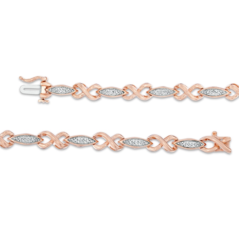 Main Image 3 of 0.18 CT. T.W. Composite Diamond Alternating Marquise and Infinity Bracelet in 10K Rose Gold - 7.25"