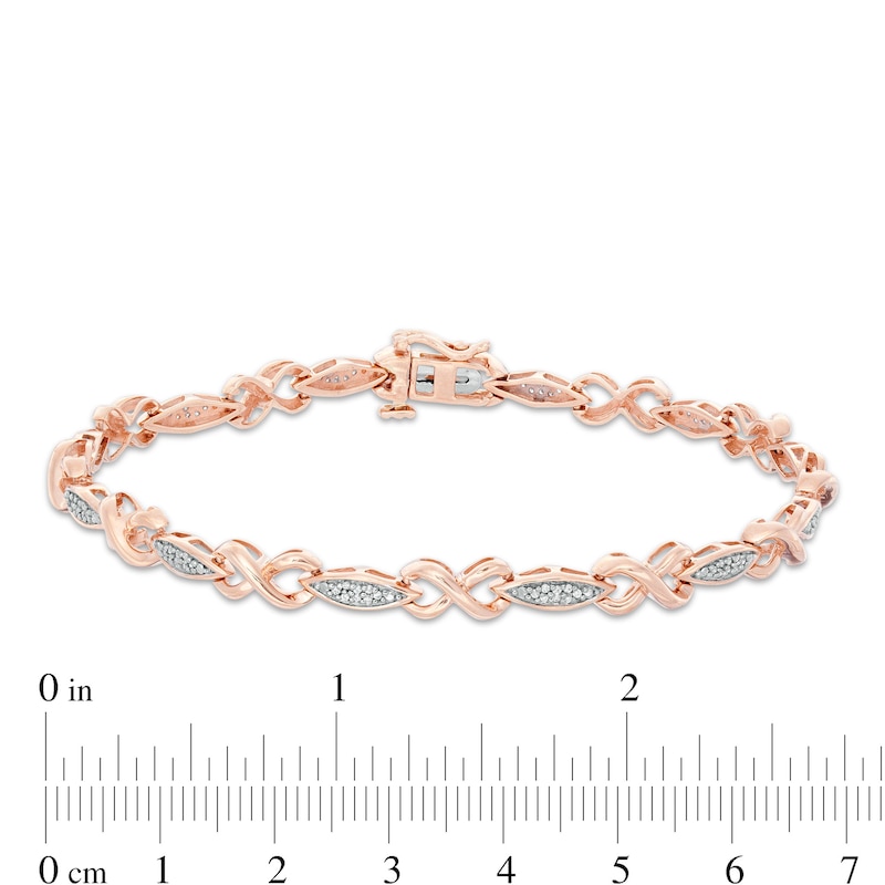Main Image 4 of 0.18 CT. T.W. Composite Diamond Alternating Marquise and Infinity Bracelet in 10K Rose Gold - 7.25"