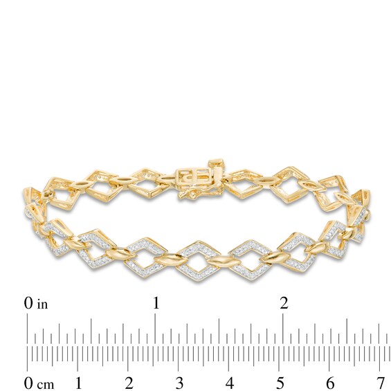 0.23 CT. T.W. Diamond Geometric Marquise Link Bracelet in 10K Gold - 7.25"