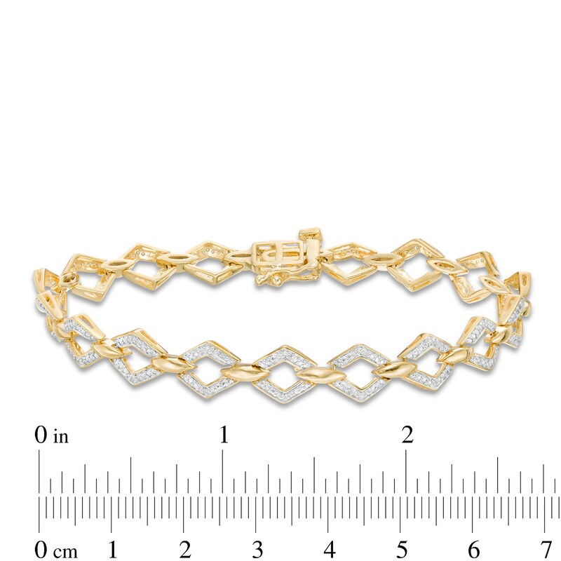 0.23 CT. T.W. Diamond Geometric Marquise Link Bracelet in 10K Gold - 7.25"