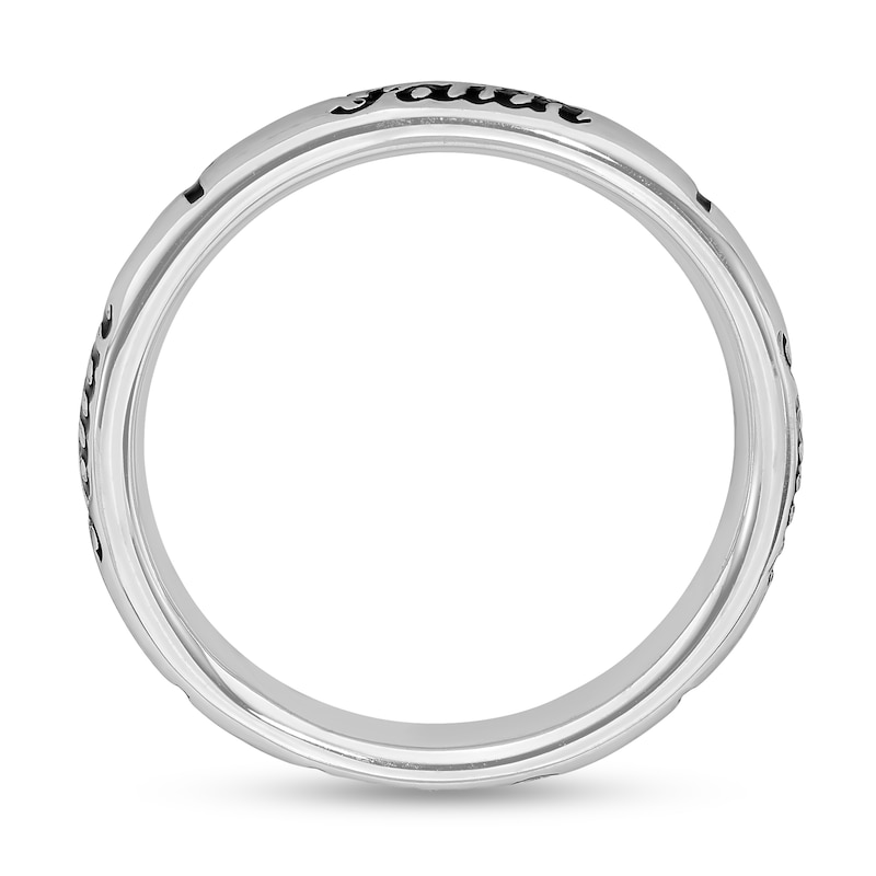 Main Image 2 of Stackable Expressions™ 3.5mm Black Enamel "Faith" Band in Sterling Silver