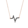 Thumbnail Image 0 of 0.086 CT. T.W. Black Diamond Heartbeat Necklace in 10K Rose Gold