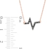 Thumbnail Image 2 of 0.086 CT. T.W. Black Diamond Heartbeat Necklace in 10K Rose Gold