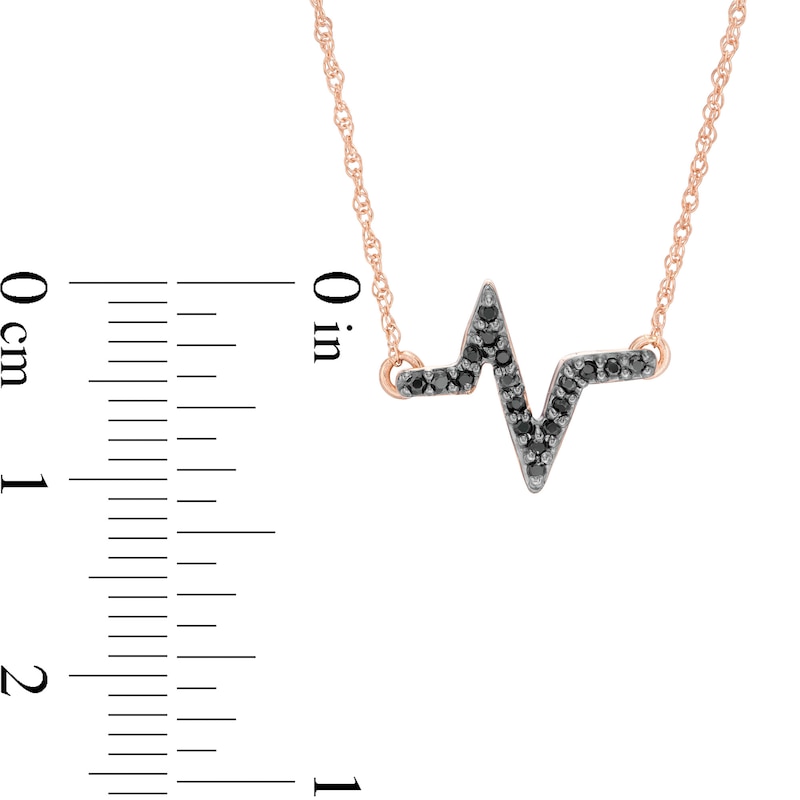 Main Image 3 of 0.086 CT. T.W. Black Diamond Heartbeat Necklace in 10K Rose Gold