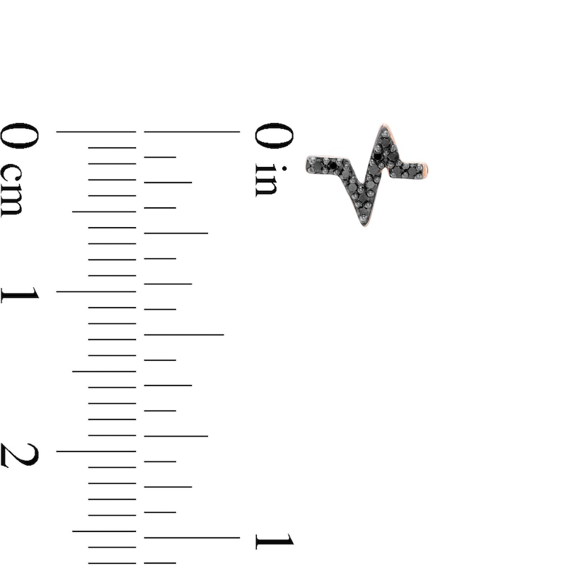 Main Image 3 of 0.065 CT. T.W. Black Diamond Heartbeat Stud Earrings in 10K Rose Gold