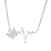 Thumbnail Image 1 of 0.04 CT. T.W. Diamond Butterfly Heartbeat Necklace in Sterling Silver