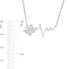 Thumbnail Image 3 of 0.04 CT. T.W. Diamond Butterfly Heartbeat Necklace in Sterling Silver