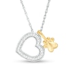 Thumbnail Image 0 of 0.087 CT. T.W. Diamond Heart Outline and Paw Print Pendant in Sterling Silver and 10K Gold