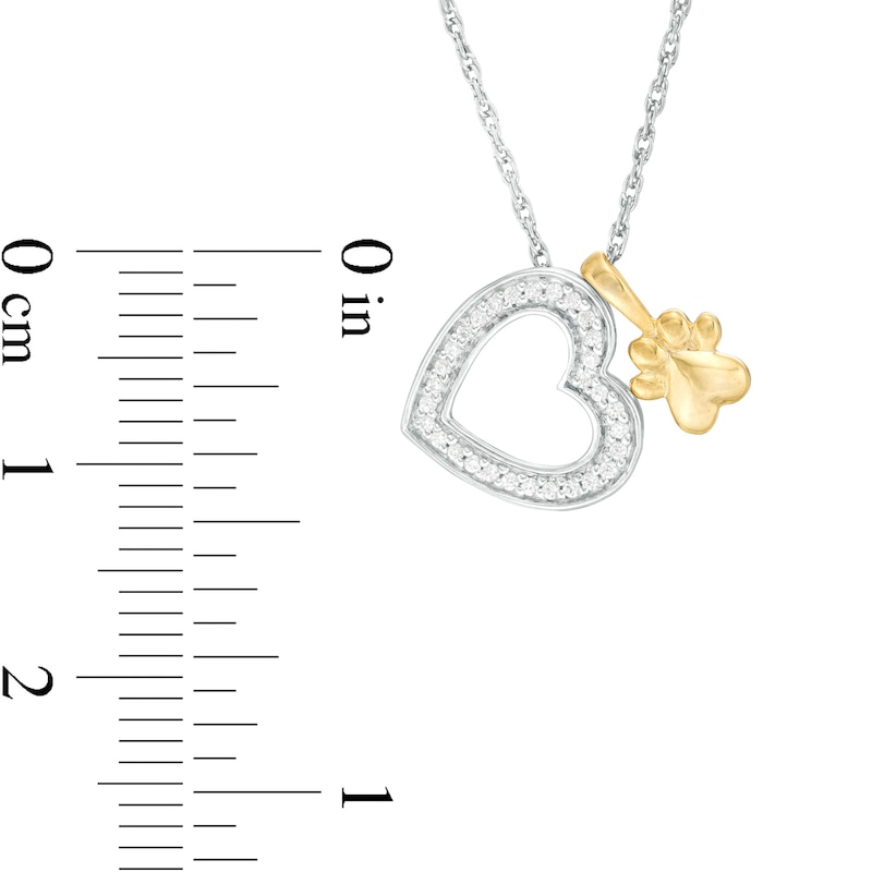 0.087 CT. T.W. Diamond Heart Outline and Paw Print Pendant in Sterling Silver and 10K Gold