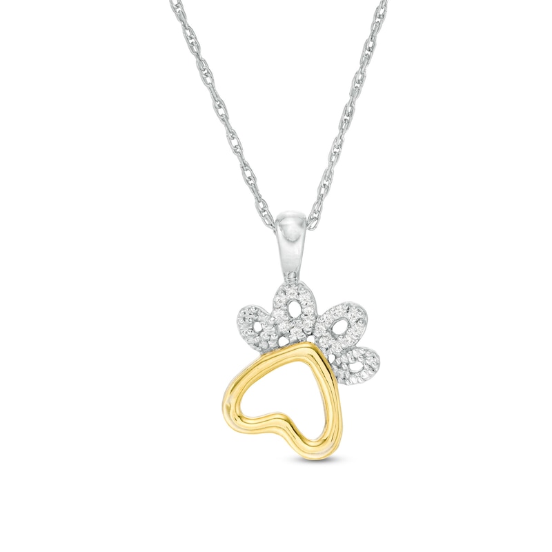 0.04 CT. T.W. Diamond Paw Print Pendant in Sterling Silver and 10K Gold|Peoples Jewellers