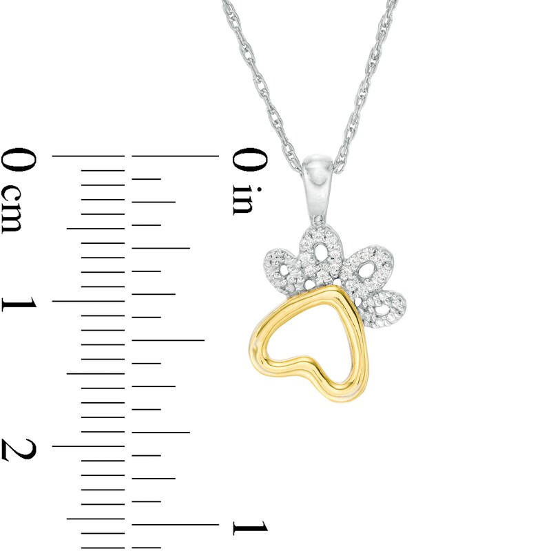 0.04 CT. T.W. Diamond Paw Print Pendant in Sterling Silver and 10K Gold|Peoples Jewellers