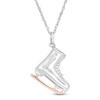 Thumbnail Image 0 of 0.04 CT. Diamond Solitaire Ice Skate Pendant in Sterling Silver and 10K Rose Gold