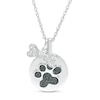 Thumbnail Image 1 of 0.086 CT. T.W. Enhanced Black and White Diamond Bone and Paw Print Disc Charm Pendant in Sterling Silver