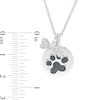 Thumbnail Image 3 of 0.086 CT. T.W. Enhanced Black and White Diamond Bone and Paw Print Disc Charm Pendant in Sterling Silver