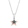 Thumbnail Image 0 of 0.04 CT. T.W. Black Diamond Double Star Pendant in Sterling Silver and 10K Rose Gold