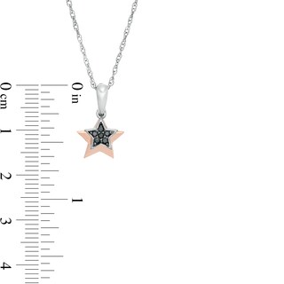 0.04 CT. T.W. Black Diamond Double Star Pendant in Sterling Silver and 10K Rose Gold