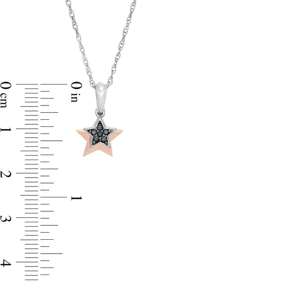 0.04 CT. T.W. Black Diamond Double Star Pendant in Sterling Silver and 10K Rose Gold