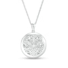 Thumbnail Image 1 of 0.14 CT. T.W. Diamond Ornate Flower Locket in Sterling Silver