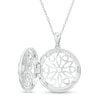 Thumbnail Image 1 of 0.14 CT. T.W. Diamond Ornate Flower Locket in Sterling Silver
