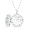 Thumbnail Image 2 of 0.14 CT. T.W. Diamond Ornate Flower Locket in Sterling Silver
