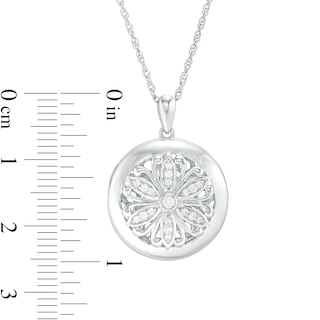 0.14 CT. T.W. Diamond Ornate Flower Locket in Sterling Silver