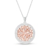 Thumbnail Image 1 of 0.23 CT. T.W. Diamond Ornate Flower Locket in Sterling Silver and 10K Rose Gold