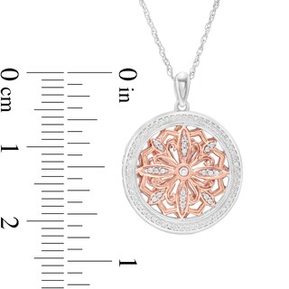 0.23 CT. T.W. Diamond Ornate Flower Locket in Sterling Silver and 10K Rose Gold