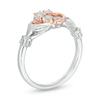 Thumbnail Image 2 of 0.04 CT. T.W. Diamond Claddagh Ring in Sterling Silver and 10K Rose Gold