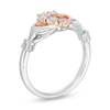 Thumbnail Image 3 of 0.04 CT. T.W. Diamond Claddagh Ring in Sterling Silver and 10K Rose Gold
