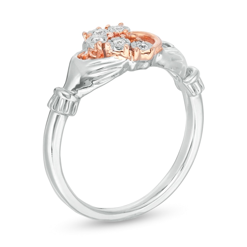 0.04 CT. T.W. Diamond Claddagh Ring in Sterling Silver and 10K Rose Gold