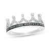 Thumbnail Image 1 of 0.04 CT. T.W.  Black and White Diamond Crown Ring in Sterling Silver